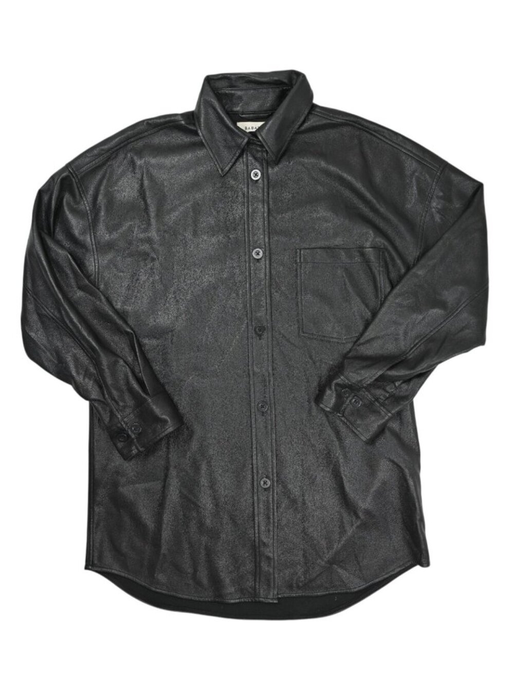 Aritzia Babaton Faux Leather Shirt in Black